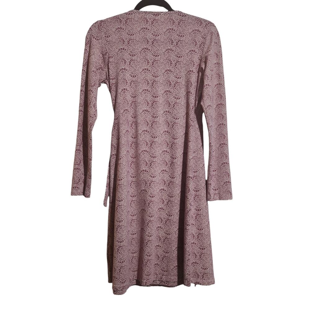 Synergy Women's Organic Cotton Blend Red Long Sleeve Wrap Dress Sz Small Stretch - Picture 3 of 10